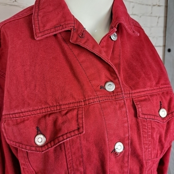 𝅺topshop MOTO Red Boxy‎ Denim Jacket - Picture 3 of 14